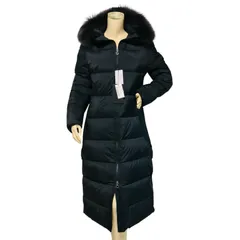 新品未使用★TATRAS・タトラス・TOKA トカ レディース ブランドアイコンロゴワッペン ラクーンファー フード付き 裾サイドジップスリット ダブルジップ ダウンコート 2024年モデル(04)レディースダウンジャケット ブラック リアルファー コート