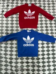 2枚まとめ アディダス トレーフォルイル スウェット レッド/ブルー セット