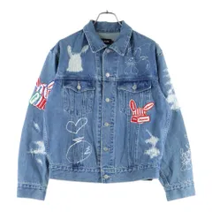 X-LARGE (エクストララージ) 23AW DENIM JACKET ダメージ加工 フロントデザインデニムジャケット インディゴ 101233021011