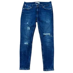 ZARA BASIC クラッシュ スリム テーパード インディゴ サイズ38 レディースL ザラベーシック