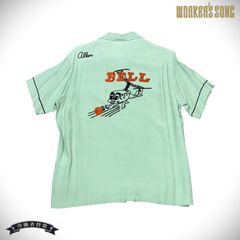 Style Eyes Short Sleeve Embroidered Rayon Bowling Shirt, American Casual Style, SE37799 (141) Mint Green, Size Small