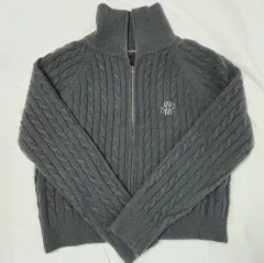 NICK&NICOLE ニック&ニコル ジップアップニットカーディガン チャコール