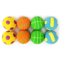 SCHITEC犬 おもちゃ ボール 音の出る 【6cm・8個セット 野球 ・サッカー・バレーボール ・バスケットボール各種２個ずつ】 噛むおもちゃ 歯磨き 丈夫 耐久性 運動不足・ストレス 中型犬・小型犬・子犬に適用 0