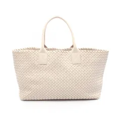 ボッテガヴェネタ BOTTEGA VENETA トートバッグ カバMM イントレチャート オフホワイト レザー イントレチャート トートバッグ レディース Used A