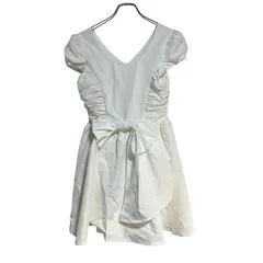 B071 NINAC ワンピース ドレス ひざ丈 ホワイト 白系 半袖 レディース S