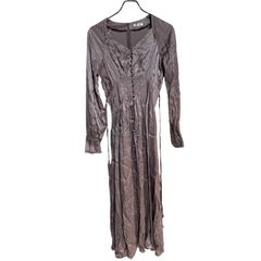 B071 FRAY I.D フレイアイディー デコルテダイヤネック サテン ワンピース ロング マキシ丈 無地 長袖 レディース 0