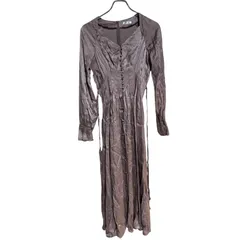 B071 FRAY I.D フレイアイディー デコルテダイヤネック サテン ワンピース ロング マキシ丈 無地 長袖 レディース 0