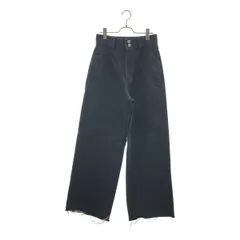 【美品】  CINOH / チノ | Hi-Waist Pin Tuck Denim / インディゴ染め加工 ロゴレザーパッチ カットオフ ワイド デニムパンツ | 28 | チャコールブラック系 | レディース