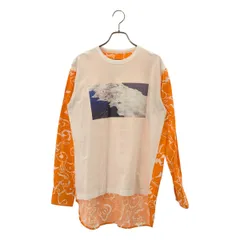 Plan C / プランシー | シャツドッキング プリント カットソー | 38 | ホワイト/オレンジ | レディース