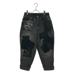 JUNYA WATANABE COMME des GARCONS / ジュンヤワタナベ | 2014AW | denim / スパンコール レザー クロコ型押し パッチワーク デニムパンツ | XS | ブラック | レディース