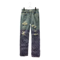JUNYA WATANABE COMME des GARCONS / ジュンヤワタナベ | 2005AW | denim / フロッキー加工 ダメージ デニム パンツ | L | インディゴ/パープル | レディース