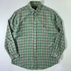 Polo ポロ ラルフローレン 刺繍 コットン グリーン タータンチェック シャツ