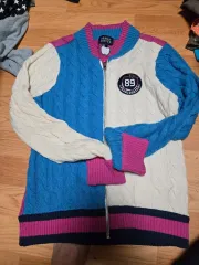 PEARLY GATES カラー バイカラー ニット ジップアップ カーディガン