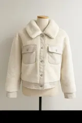 アイボリー シープスキン ジャケット ショート アウター66