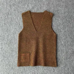 old　デザインニットベスト　メランジヤーン　ワンポケット　レトロ　ヴィンテージ