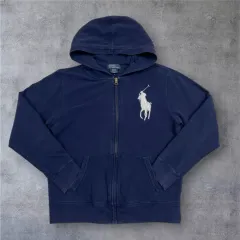 ポロラルフローレン ネイビー ビックポニー フード ジップアップ キッズ M(10 12)