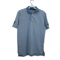【美品】RLX(アールエルエックス) ポロシャツ 水色白ボーダー メンズ S ゴルフウェア 2512-0799 中古