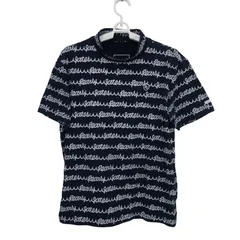 【美品】PEARLY GATES(パーリーゲイツ) 半袖モックネックシャツ ネイビー白 メンズ 5 053-0267715 ゴルフウェア 2512-0400 中古