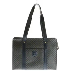 CELINE (セリーヌ) マカダム PVC トートバッグ ハンドバッグ ビジネスバッグ ブラック ブラウン ゴールド金具 PVC