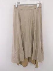 ◇ who's who Chico フーズフーチコ フェイクレザー ロング プリーツ スカート サイズF ベージュ レディース E 【1303240025901】