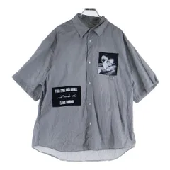 UNDERCOVER (アンダーカバー) ストライプランダムプリントパッチ半袖シャツ ブルー