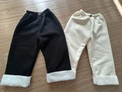 コーデュロイ ファー ズボン (ブラック/アイボリー)