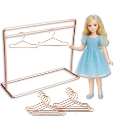 ドール服 ハンガー10個セット 1/6 ハンガーラック BJD 28cmドール対応 着せ替え人形用 着せ替え人形服 洋服掛け ミニチュア 衣類ラック 衣類ラック ドール服収納 (ローズゴールド) ドール用