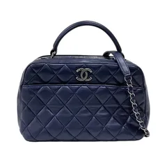 シャネル CHANEL トレンディCC ボウリングバッグ A92238 マトラッセ ネイビー ラムスキン レディース ハンドバッグ ショルダーバッグ