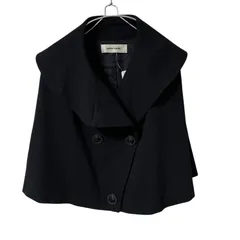 ZK16【美品】pierre cardin ピエールカルダン ケープジャケット ビックショールカラー ダブルブレスト ブラック サイズ38