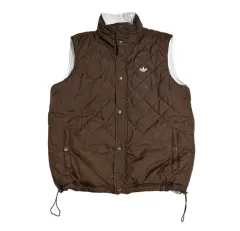 アディダス ブラウン 白 キルティング リバーシブル ベスト