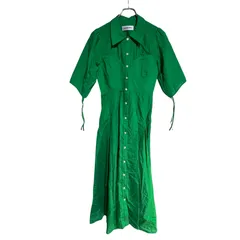 B071 Lily Brown リリー コルセットディテール シャツ ワンピース 半袖 グリーン カジュアル レディース 0