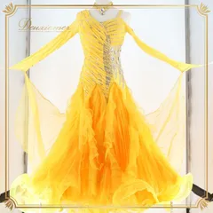 社交ダンス用ラテンドレス 黄色と白 ファーフリル付き　未使用 2026年最新】ラテンドレス 競技の人気アイテム - メルカリ