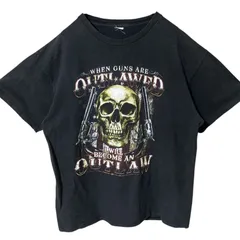 L メッセージ ビッグプリント スカル ドクロ ガイコツ ブラック 黒 Tシャツ レディース ユニセックス メンズ 古着 半袖