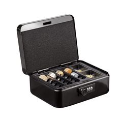 【特価セール】八番屋 手提げ金庫 キャッシュメイト ダイヤル付 A6サイズ 会計 オフィス ミニ金庫 貯金箱 スチール製 家庭用 約W20×D15.8×H8.5cm M200JP ブラック