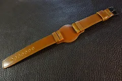 ◆台座付VINTAGE BELT◆高品質国産アニリン染めオイルコードバン カスタムオーダー(ラグ幅/台座サイズ/バックルカラー) WHISKEY BROWN 受注生産(納期10日前後) 日本製 腕時計ベルト