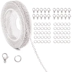 アクセサリー用 チェーン 長さ10メートル 幅1.5mm DIY アクセサリーチェーン ロブスタークラスプ ジャンプリング付き アクセサリーパーツ 指輪 リングチェーン メガネチェーン ブレスレット ネックレス ジュエリーパーツ ハンドメイド 手作り 雑貨 (