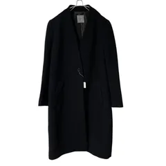 ZK16【美品】LES MUES レミュー ノーカラーロングコート ウールコート ブラック サイズL