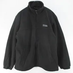 ファーストダウン FIRST DOWN フリース ジャケット L 灰系 ダークグレー ジップアップ 裏ボア ロゴ 刺繍 タグ付