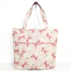 【美品】ピンクハウス★可愛い！薔薇とリボンのトートバッグ　レッスンバッグにも◎　ピンク系＊ｋ4553