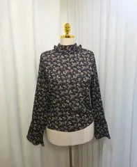 新) 44-66 フラワー ネック フリル レディース ブラウス デイリー カジュアル