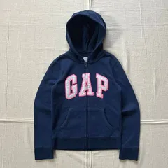 archive　アーカイブ　GAP　ギャップ　短丈フルジップアップパーカー　薄手スウェット生地　ネイビー　紺色　スパンコール×ラメ　デカロゴワッペン　Y2K　平成ギャル　フェアリーグランジ　sequins × glitter logo zip-up parka