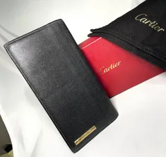 【美品】カルティエ 長財布 札入れ レザー サントス 箱付き ロゴプレート 黒 11591490.jpg