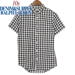 10s DENIM&SUPPLY RALPH LAUREN ギンガムチェック 半袖BDシャツ 黒×白 XS / デニム＆サプライ ラルフローレン