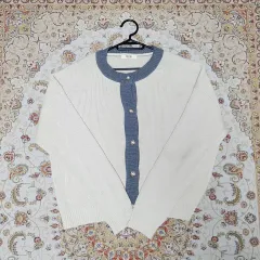 レディース オーバーサイズ パール ボタン カーディガン Free!