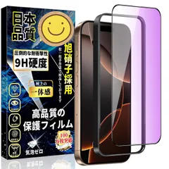 対応 iPhone 16 Pro ブルーライトカット ガラスフィルム iPhone 16 Pro ガラスフィルム 目の疲れ軽減 全面保護フィルム【ガイド枠付き】日本旭硝子製 硬度9H 指紋防止 飛散防止 気泡防止 貼り付け簡単 R114