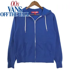 00s VANS ヴァンズ ワンポイントロゴ ジップパーカー ブルー S / 裏起毛 フルジップ フーディ ストリート Y2K ユニセックス