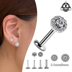 プッシュピアス 20G 18G 16G 14G ゴージャスジュエル ノンニッケル プレミアムジルコニア チタンピアス 金属アレルギー対応 ラブレットスタッズ ボディピアス