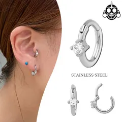 ワンタッチピアス 16G 立爪 ジルコニアピアス クリッカー 金属アレルギー対応 ステンレス つけっぱなし 軟骨ピアス トラガス ヘリックス ロブ