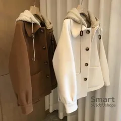 コート レディース ショート丈 フード付き 厚手 小柄さん向け 日系 秋冬 アウター M260102-3