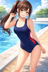 H531ナイキ♪ネイビーにサイドオレンジライン入り女子スポーツ水着♪フィットネスやトレーニングにも♪サイズM